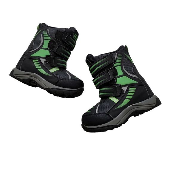 TOTES Black and Green Kids Snow Boots Sz 12 - Picture 6 of 7
